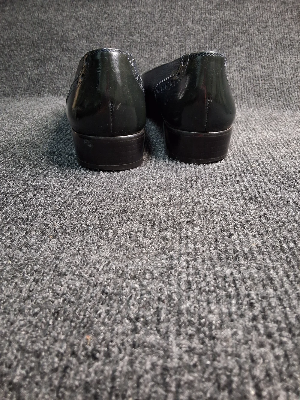 Salvatore Ferragamo Navy and Black Cap-Toe Leather Flats